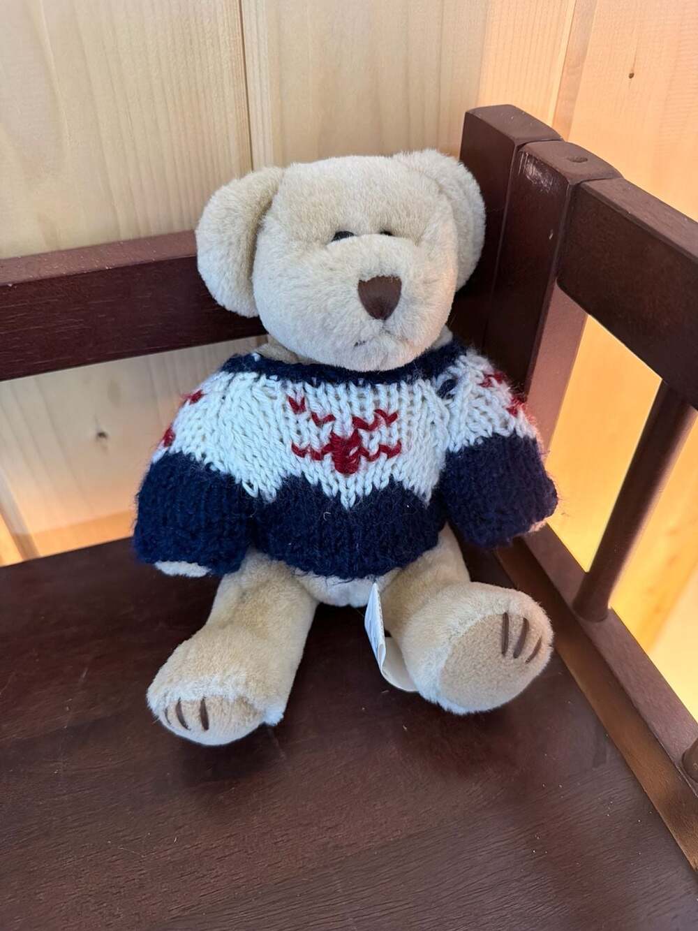 Vintage Chrisha Playful Plush Teddy Bear In Winter Knit Sweater 1996